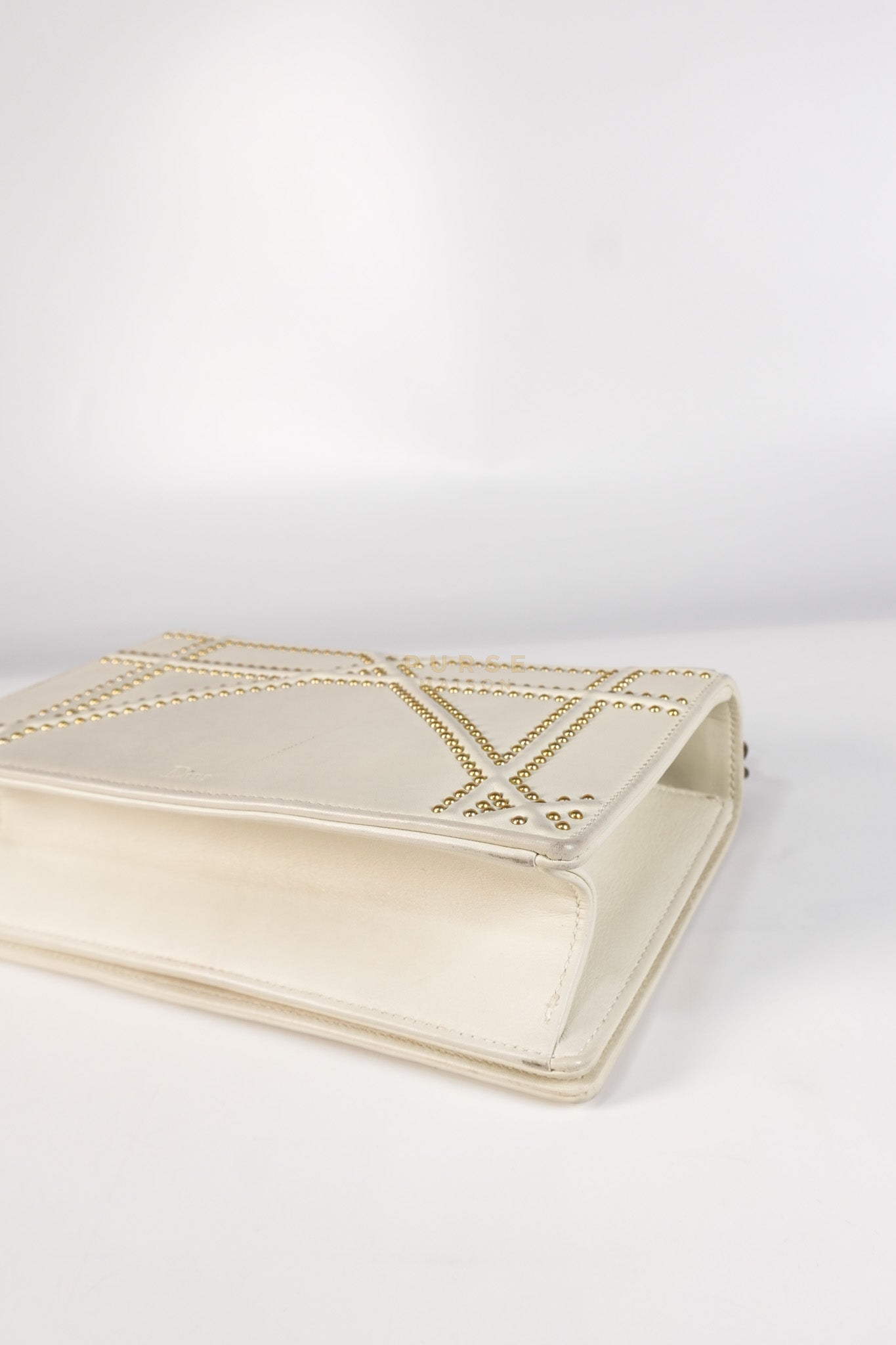 Diorama Small Studded Ivory Calfskin Leather Crossbody Bag | Purse Maison Luxury Bags Shop