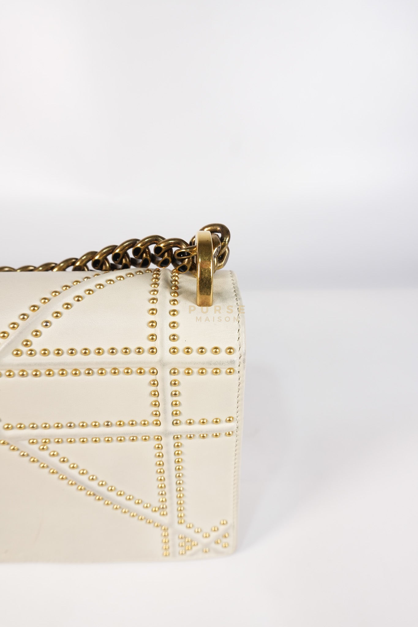 Diorama Small Studded Ivory Calfskin Leather Crossbody Bag | Purse Maison Luxury Bags Shop