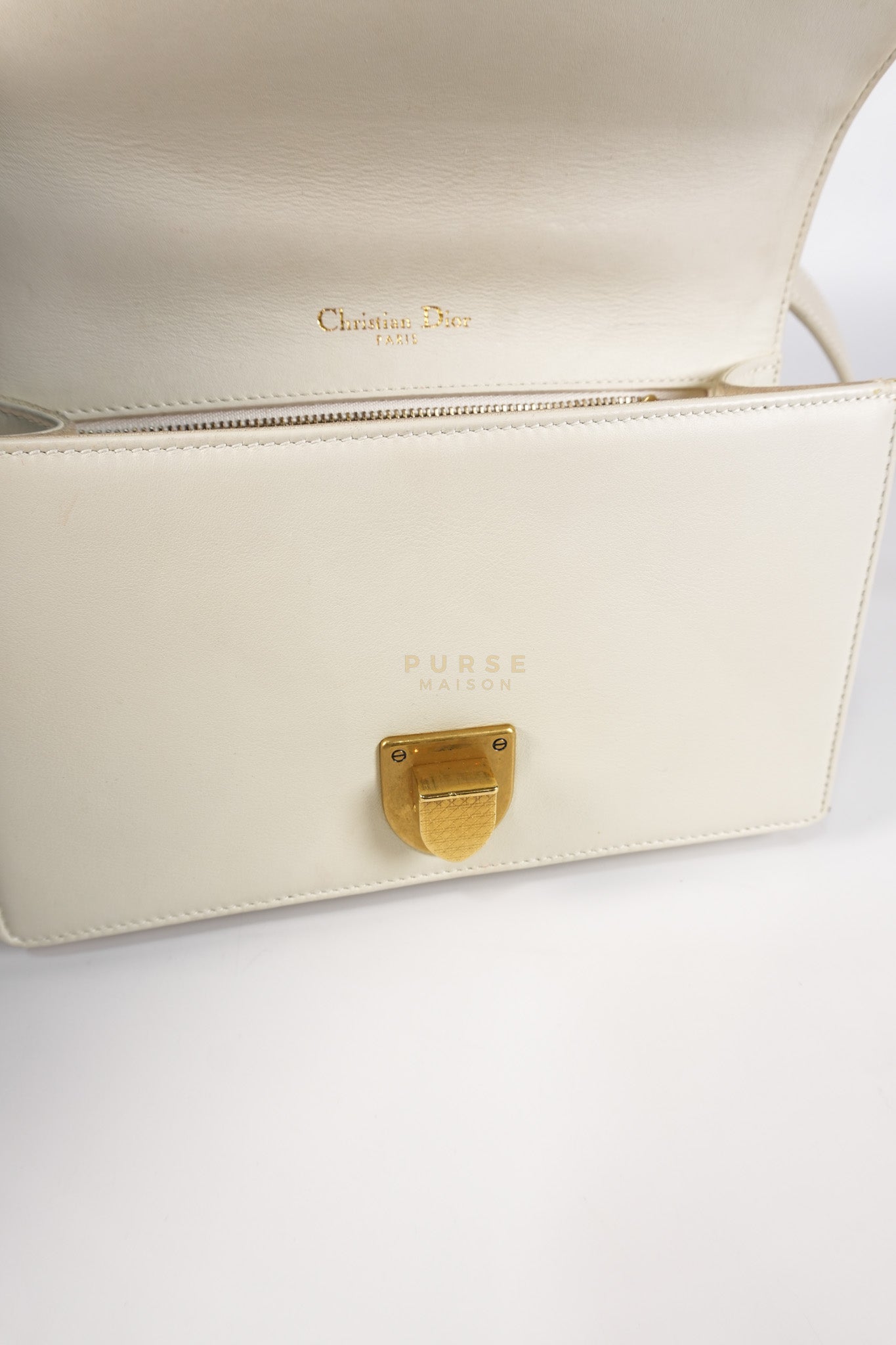 Diorama Small Studded Ivory Calfskin Leather Crossbody Bag | Purse Maison Luxury Bags Shop