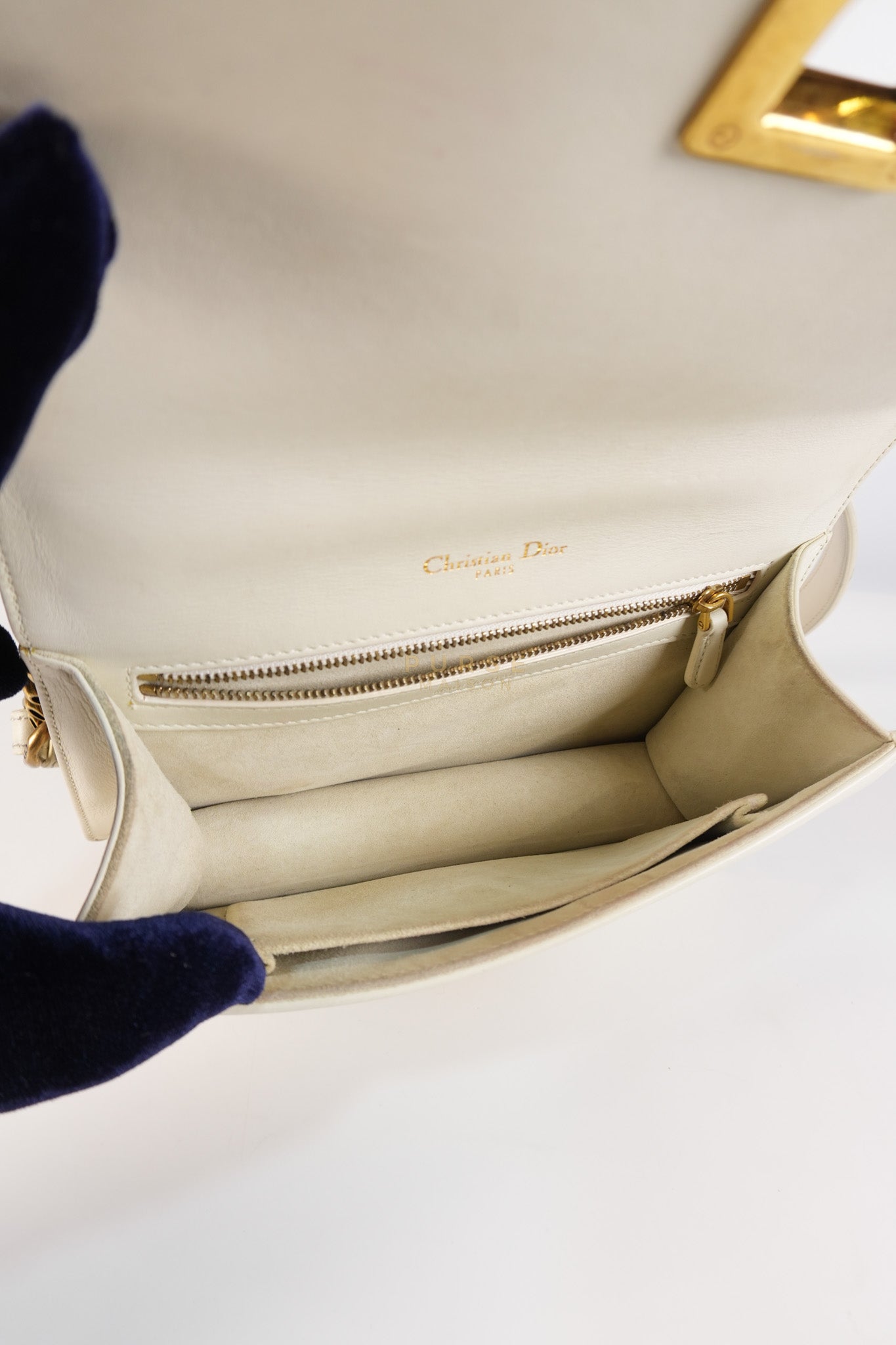 Diorama Small Studded Ivory Calfskin Leather Crossbody Bag | Purse Maison Luxury Bags Shop