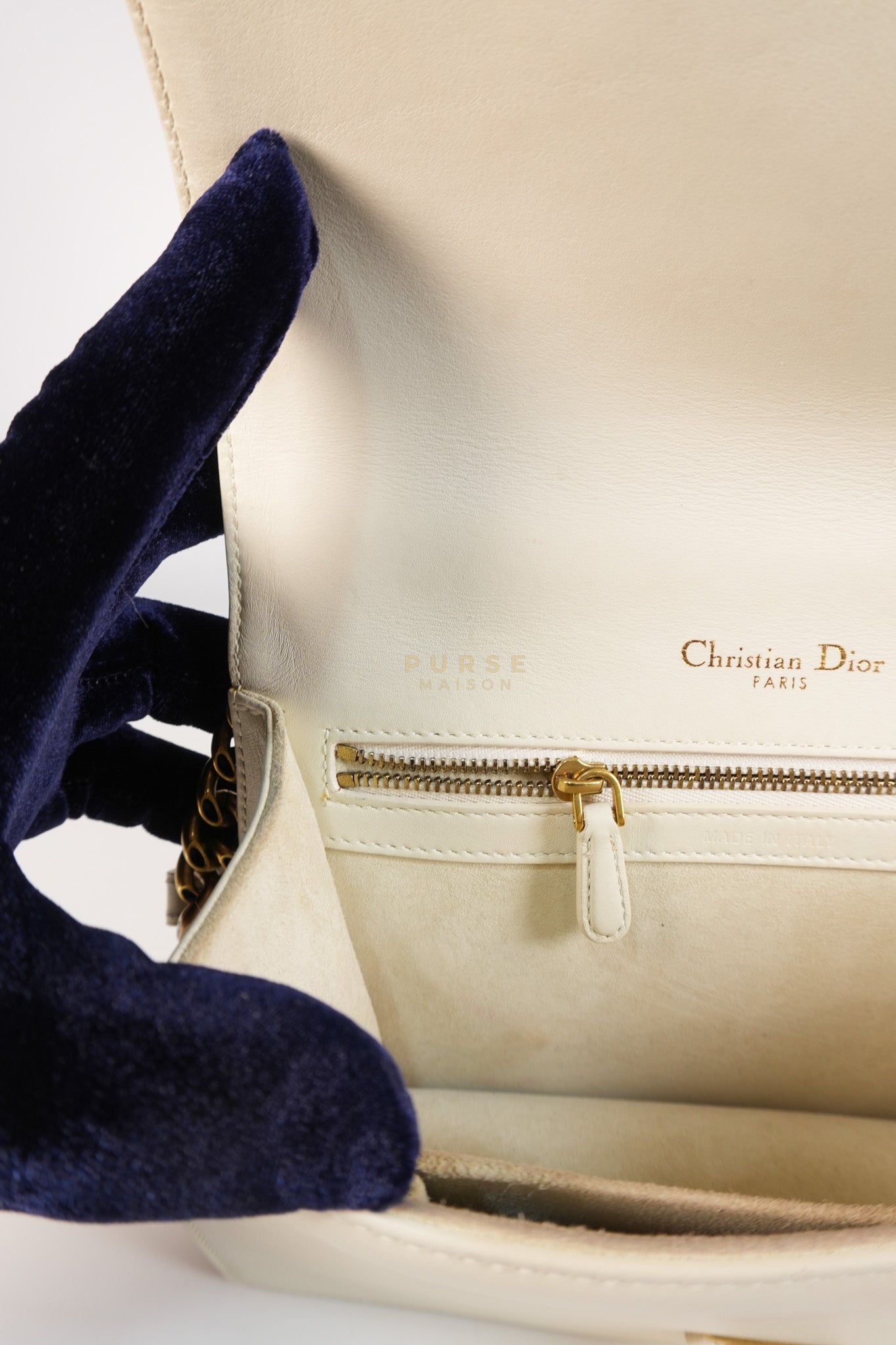 Diorama Small Studded Ivory Calfskin Leather Crossbody Bag | Purse Maison Luxury Bags Shop