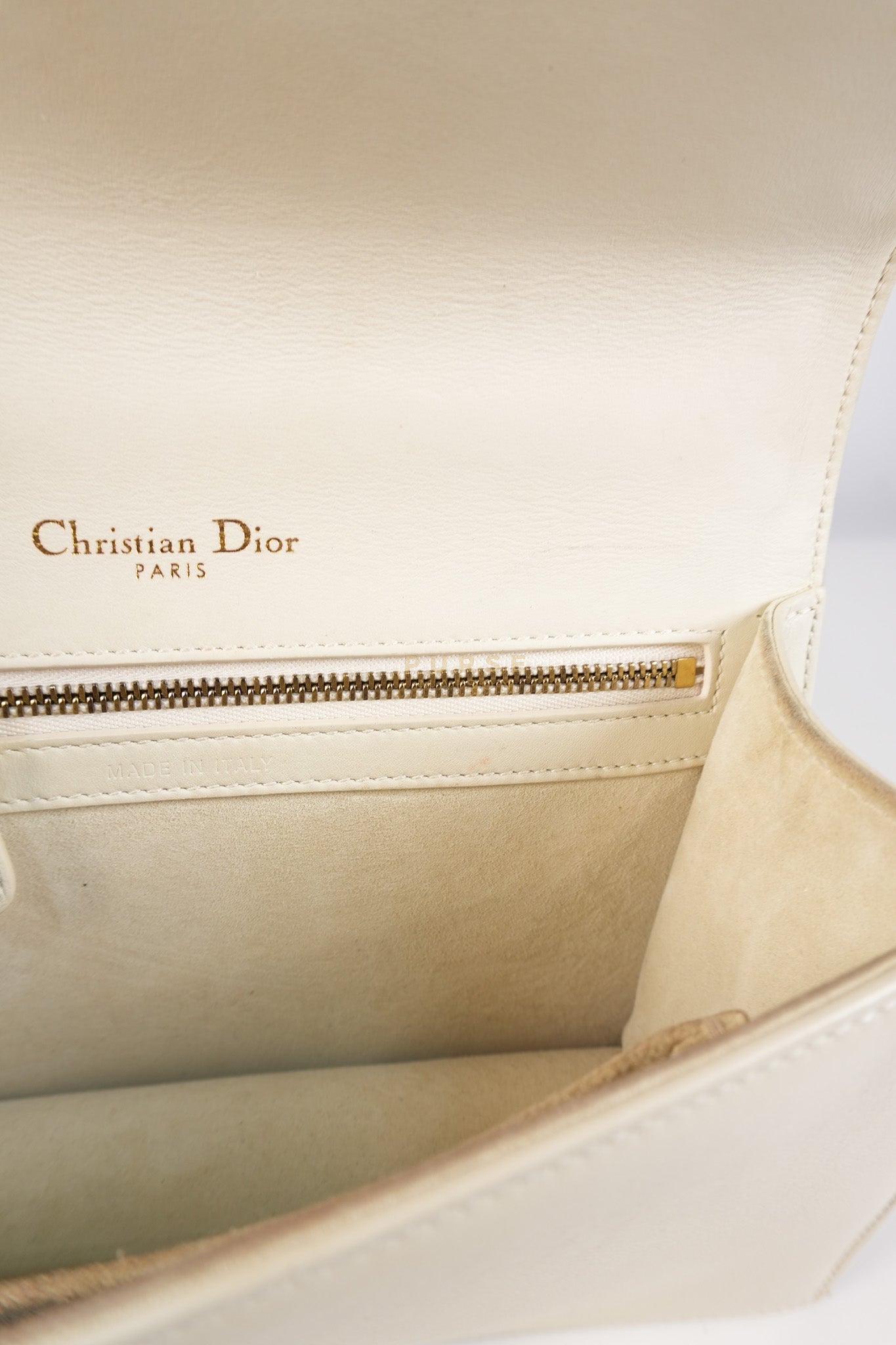 Diorama Small Studded Ivory Calfskin Leather Crossbody Bag | Purse Maison Luxury Bags Shop