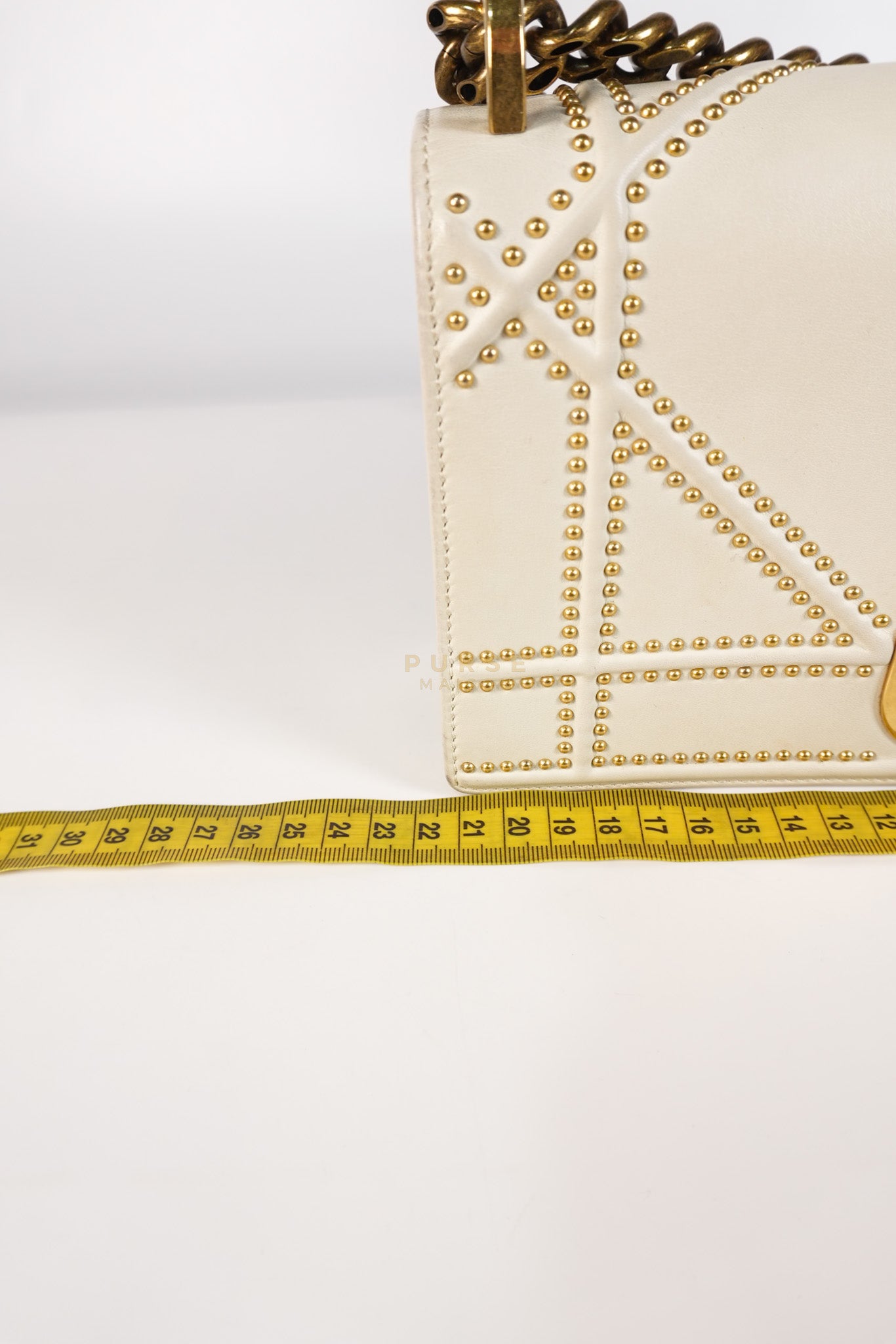 Diorama Small Studded Ivory Calfskin Leather Crossbody Bag | Purse Maison Luxury Bags Shop