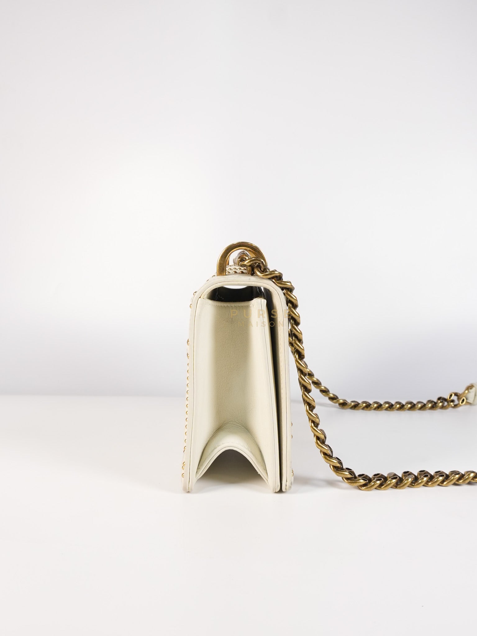 Diorama Small Studded Ivory Calfskin Leather Crossbody Bag | Purse Maison Luxury Bags Shop