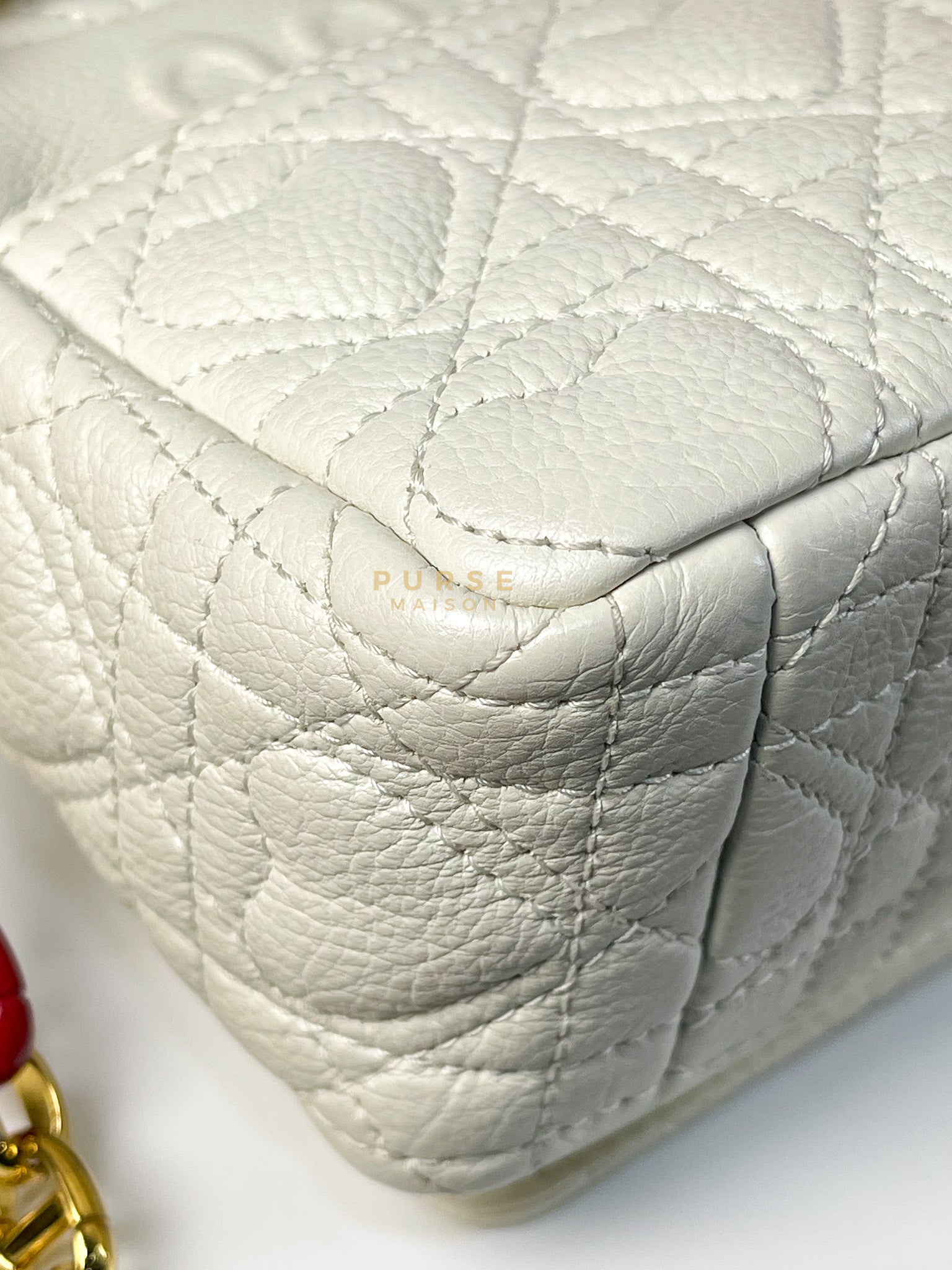 DiorAmour Caro Small in Off-White with Red and Gold Hardware | Purse Maison Luxury Bags Shop