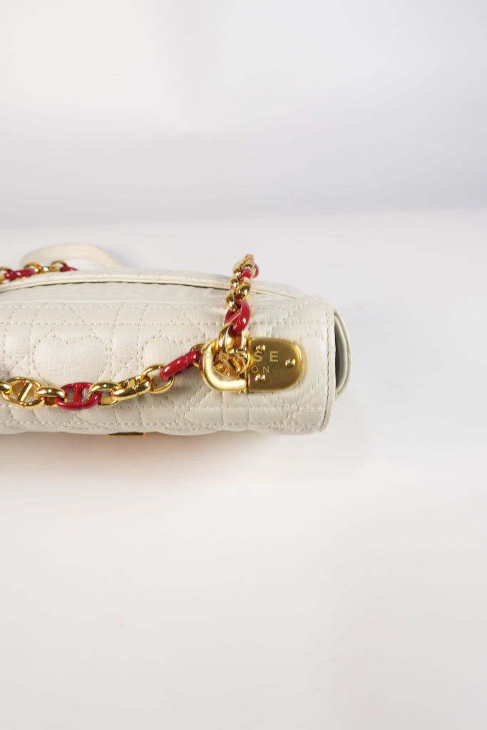 DiorAmour Caro Small in Off-White with Red and Gold Hardware | Purse Maison Luxury Bags Shop