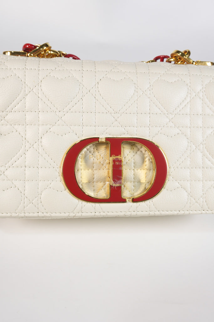 DiorAmour Caro Small in Off-White with Red and Gold Hardware | Purse Maison Luxury Bags Shop