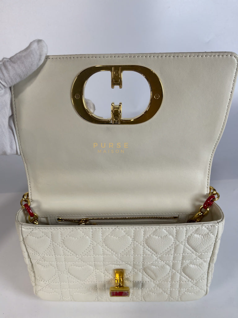 DiorAmour Caro Small in Off-White with Red and Gold Hardware | Purse Maison Luxury Bags Shop
