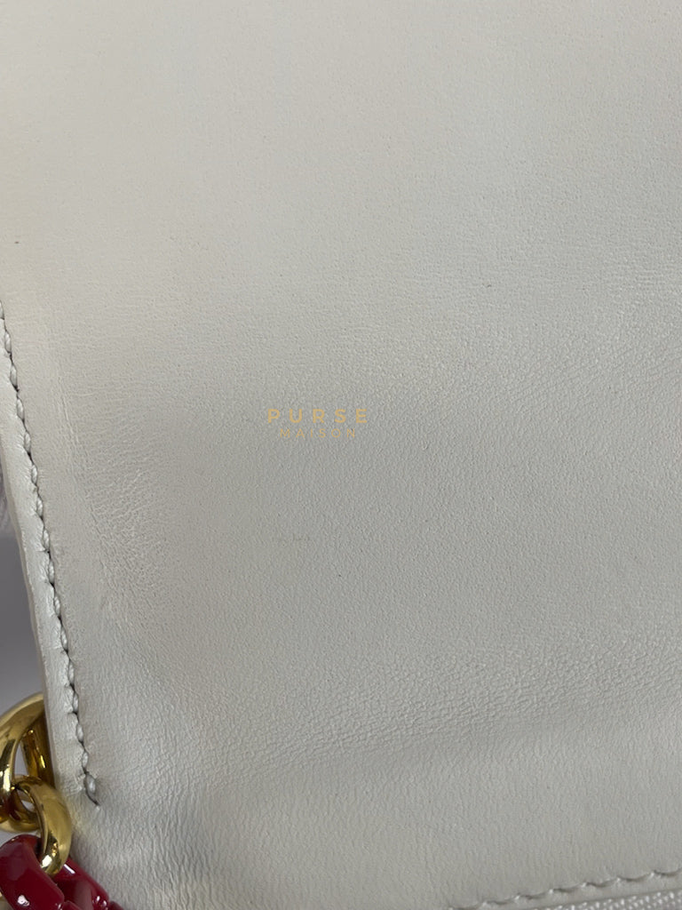 DiorAmour Caro Small in Off-White with Red and Gold Hardware | Purse Maison Luxury Bags Shop