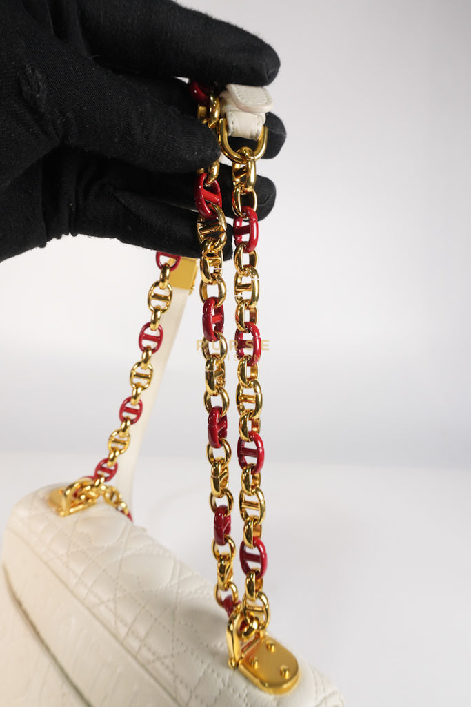 DiorAmour Caro Small in Off-White with Red and Gold Hardware | Purse Maison Luxury Bags Shop