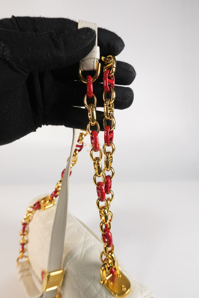 DiorAmour Caro Small in Off-White with Red and Gold Hardware | Purse Maison Luxury Bags Shop