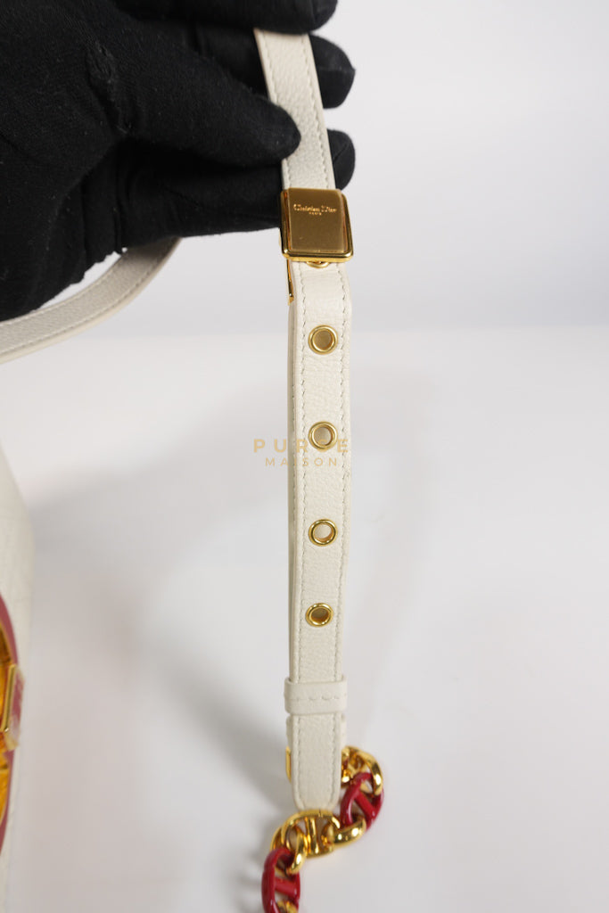 DiorAmour Caro Small in Off-White with Red and Gold Hardware | Purse Maison Luxury Bags Shop