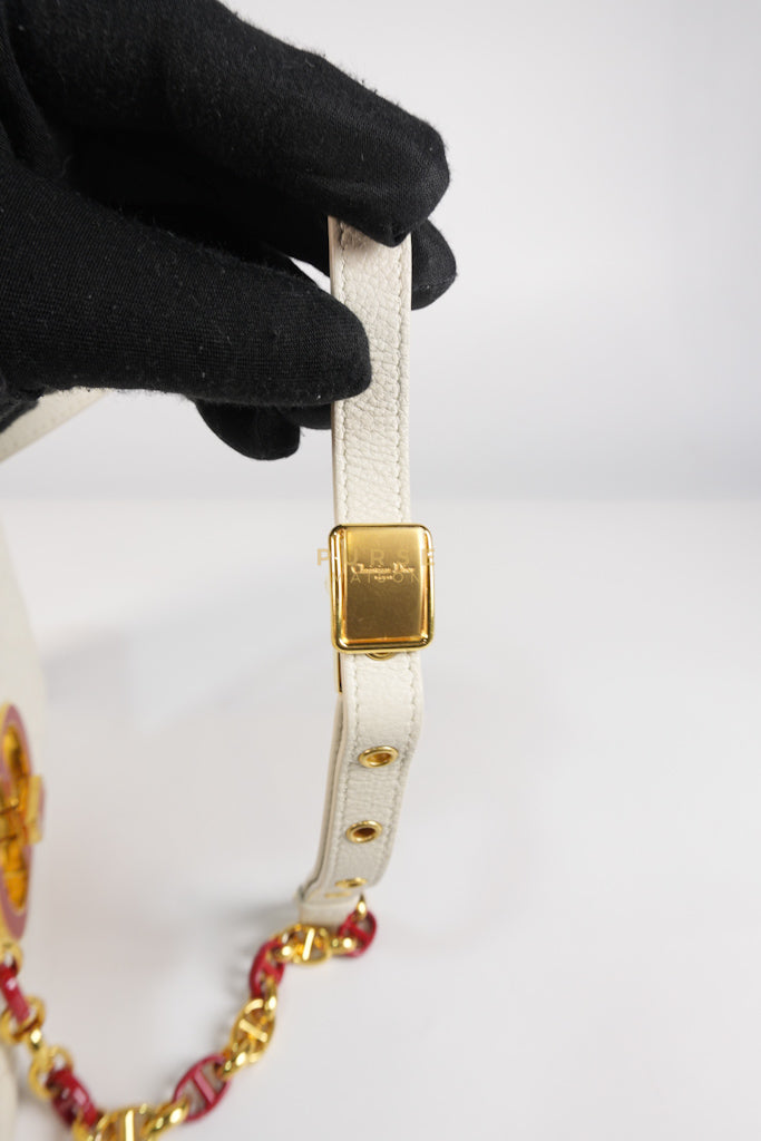 DiorAmour Caro Small in Off-White with Red and Gold Hardware | Purse Maison Luxury Bags Shop