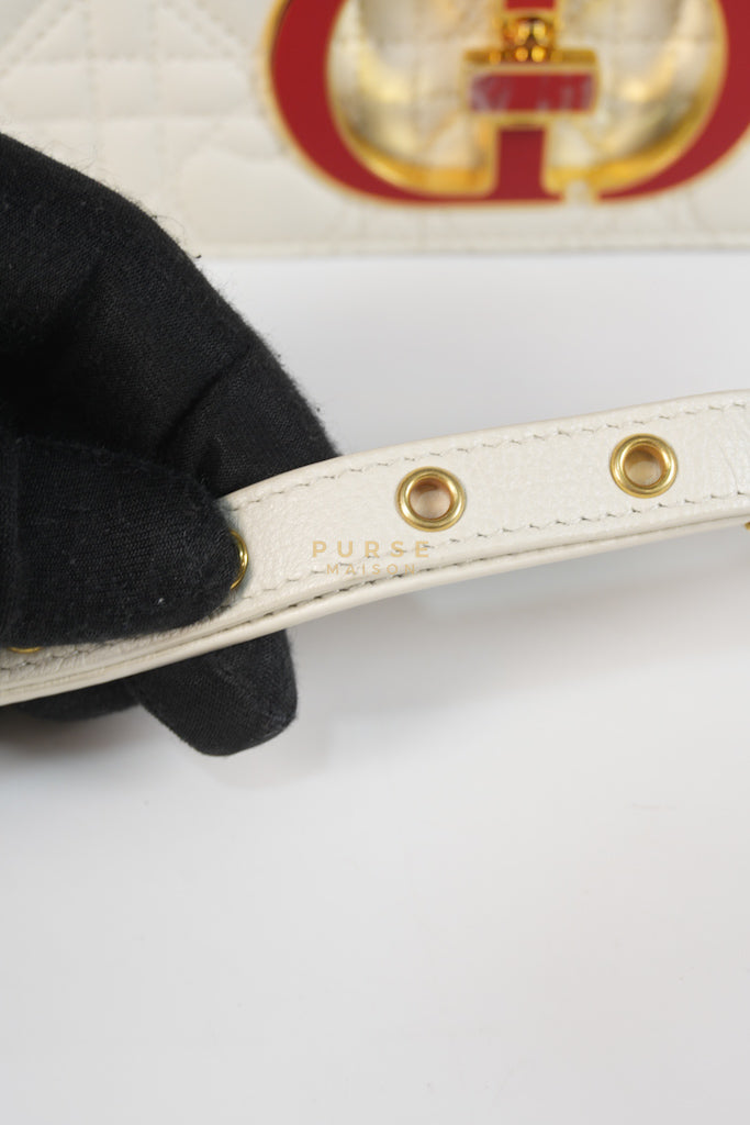 DiorAmour Caro Small in Off-White with Red and Gold Hardware | Purse Maison Luxury Bags Shop