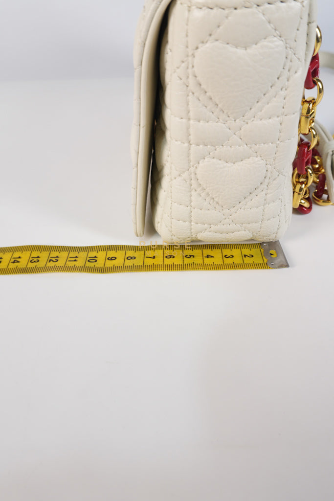 DiorAmour Caro Small in Off-White with Red and Gold Hardware | Purse Maison Luxury Bags Shop