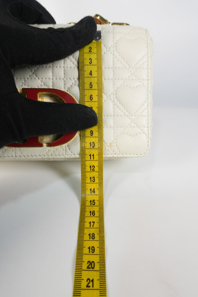 DiorAmour Caro Small in Off-White with Red and Gold Hardware | Purse Maison Luxury Bags Shop