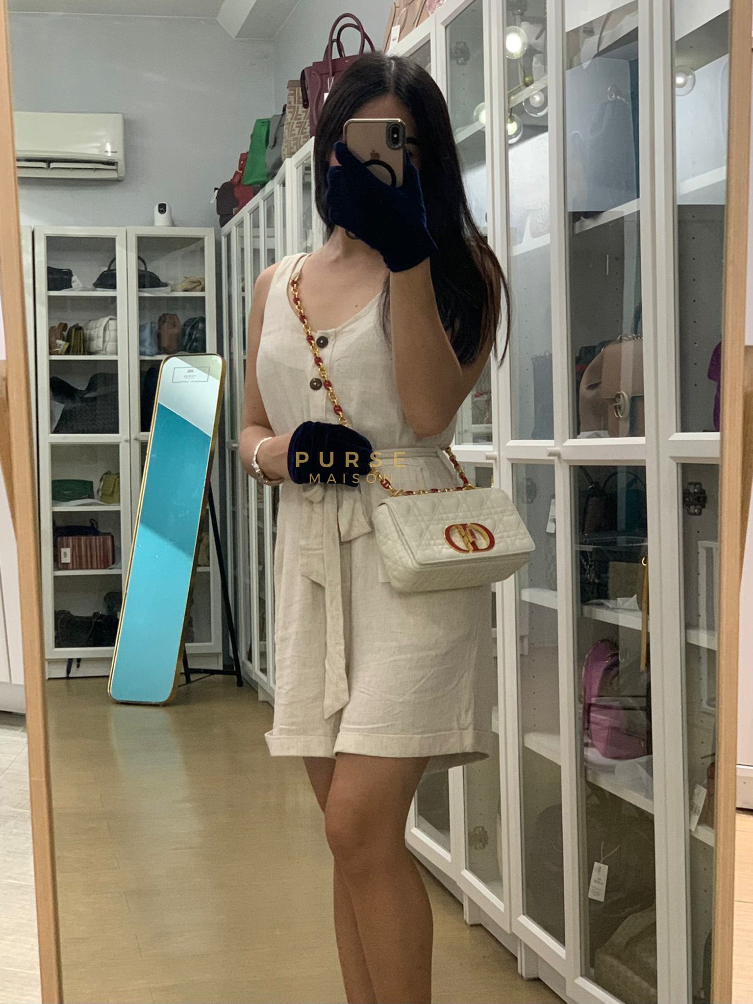 DiorAmour Caro Small in Off-White with Red and Gold Hardware | Purse Maison Luxury Bags Shop