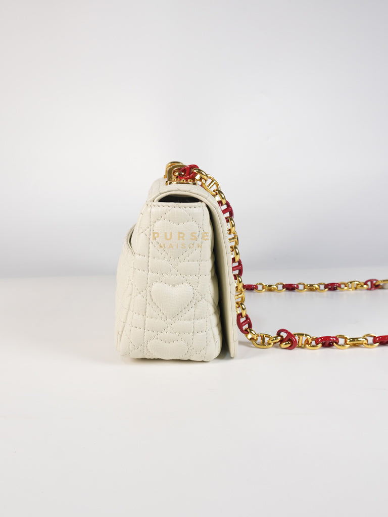 DiorAmour Caro Small in Off-White with Red and Gold Hardware | Purse Maison Luxury Bags Shop