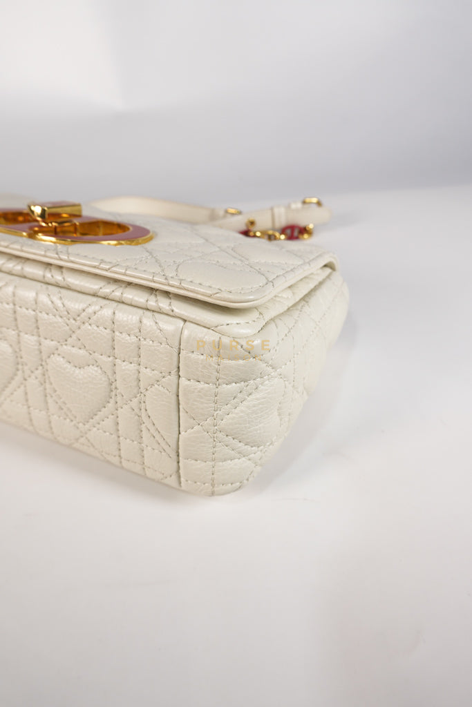 DiorAmour Caro Small in Off-White with Red and Gold Hardware | Purse Maison Luxury Bags Shop