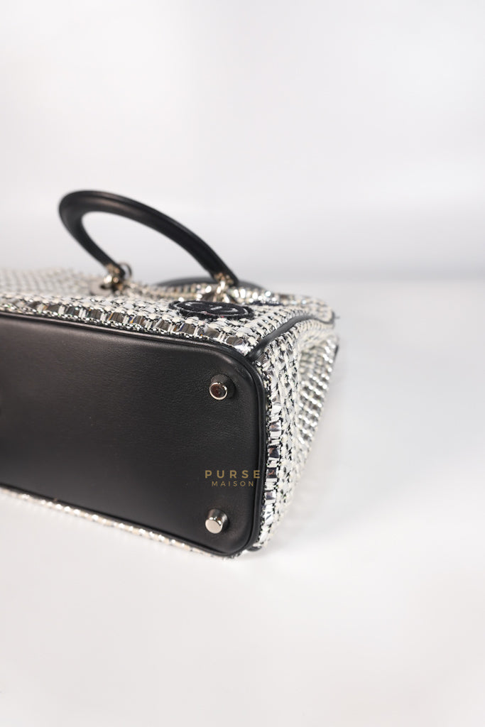 Diorissimo Tote Bag in Silver/Black Metallic Tweed Silver Hardware | Purse Maison Luxury Bags Shop