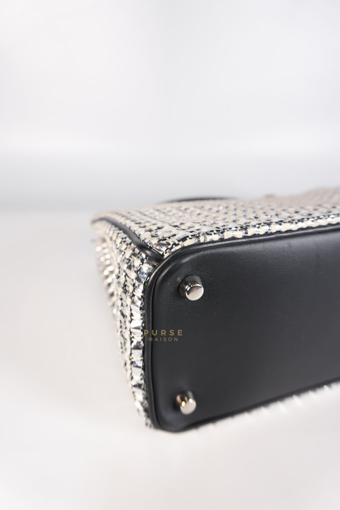 Diorissimo Tote Bag in Silver/Black Metallic Tweed Silver Hardware | Purse Maison Luxury Bags Shop