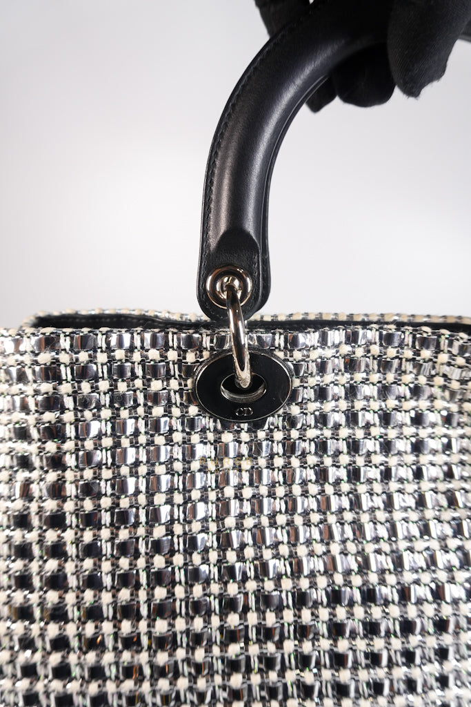 Diorissimo Tote Bag in Silver/Black Metallic Tweed Silver Hardware | Purse Maison Luxury Bags Shop
