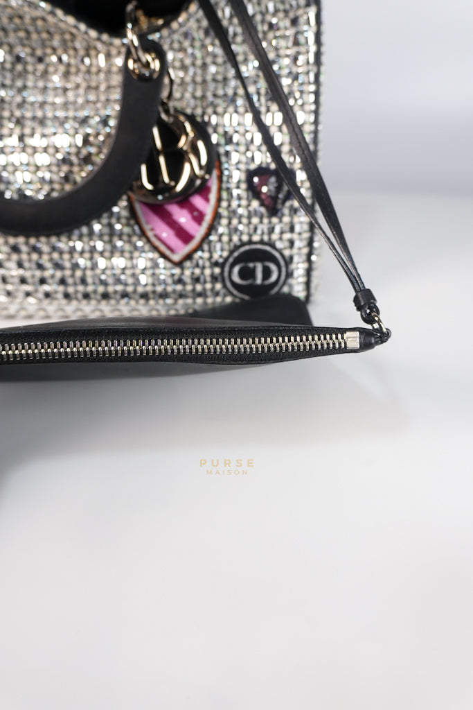 Diorissimo Tote Bag in Silver/Black Metallic Tweed Silver Hardware | Purse Maison Luxury Bags Shop