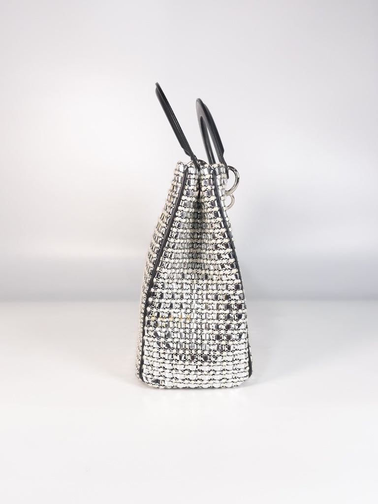 Diorissimo Tote Bag in Silver/Black Metallic Tweed Silver Hardware | Purse Maison Luxury Bags Shop