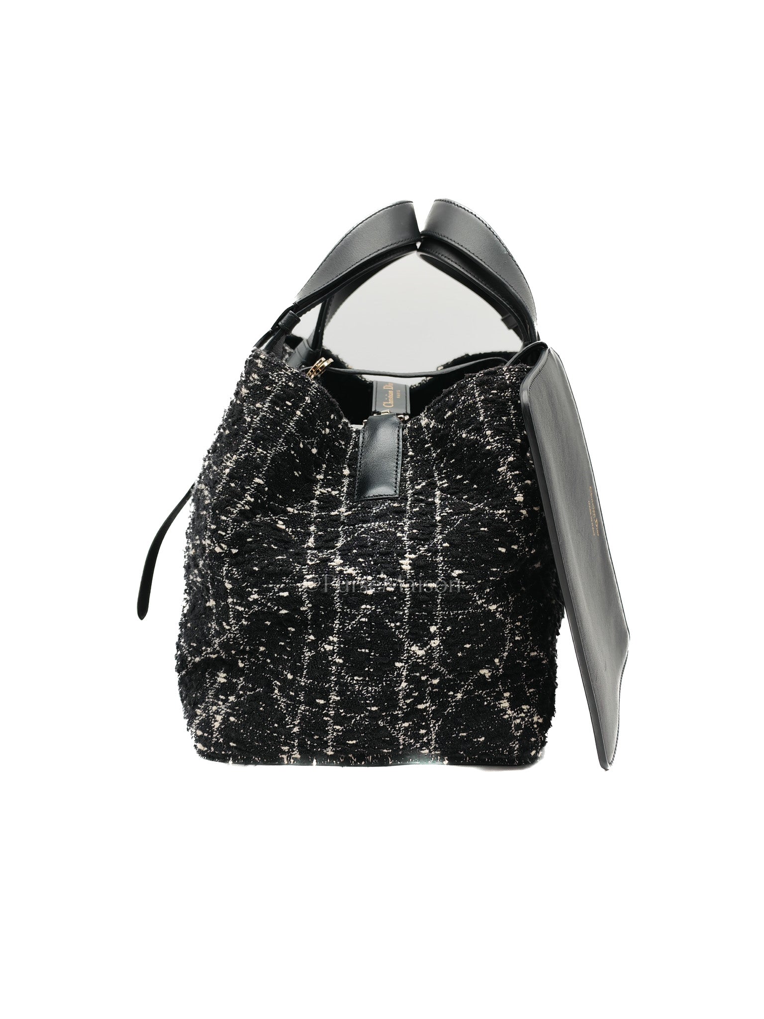 Toujours Medium in Black Calfskin and Tweed Canvas