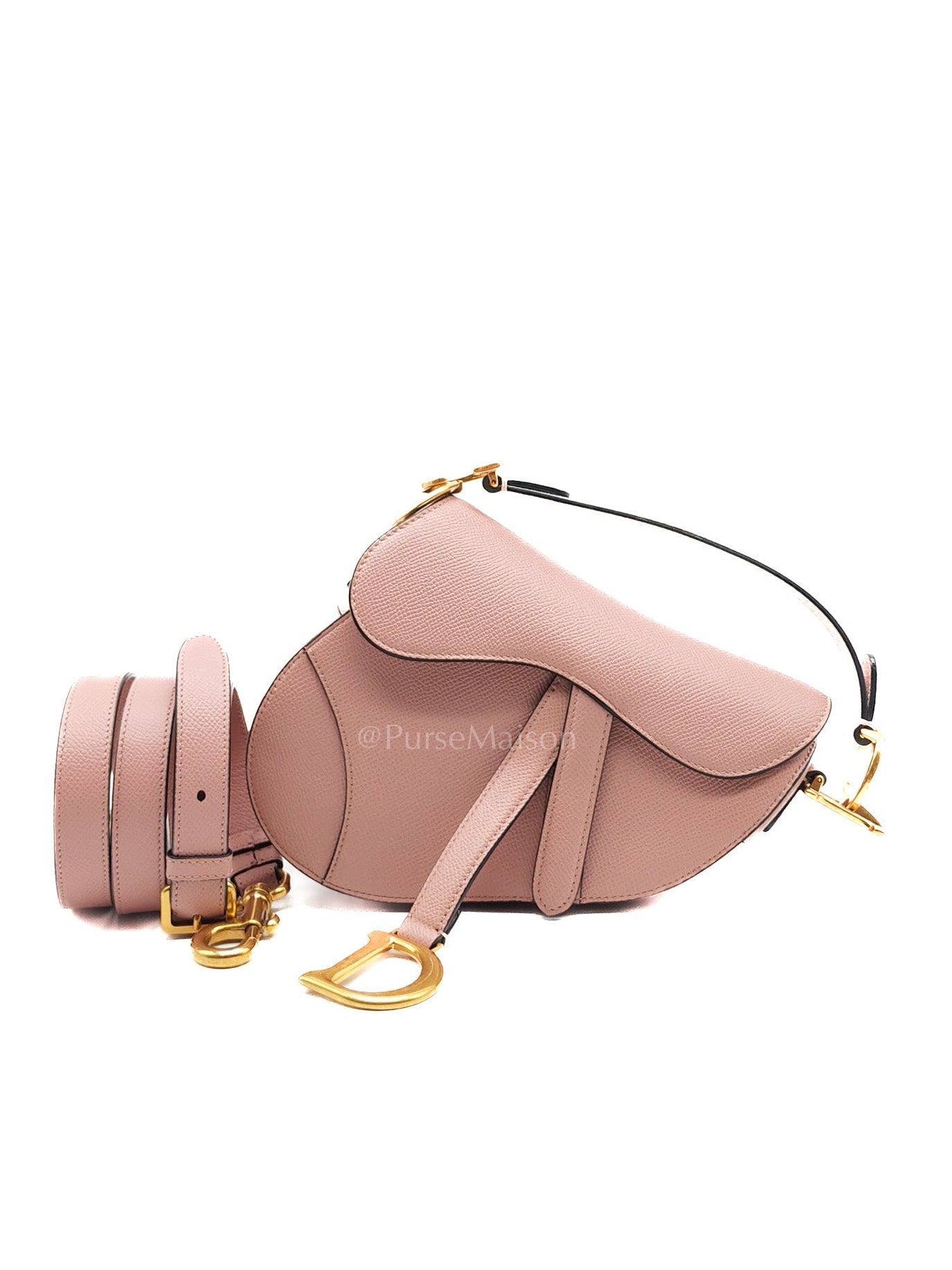 Dior Saddle Bag in Blush Pink Grained Calfskin Leather Shoulder Bag