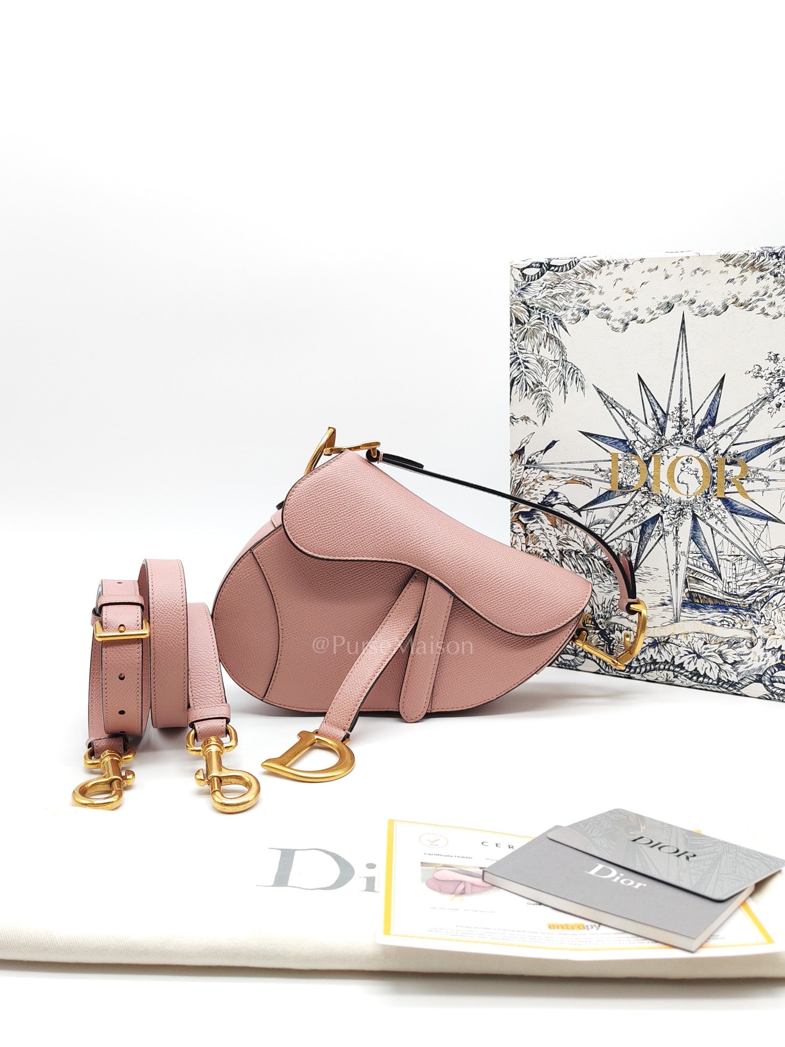 Dior Saddle Bag in Blush Pink Grained Calfskin Leather Shoulder Bag