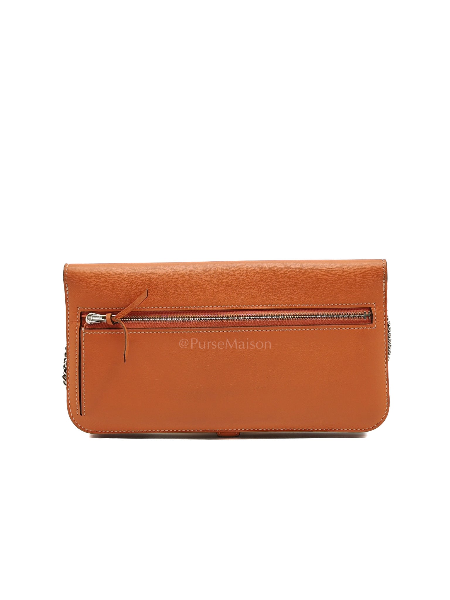 Dogon Duo Wallet in Classic Orange Evercalf Leather & Palladium Hardware Stamp Sqaure Q (2013)