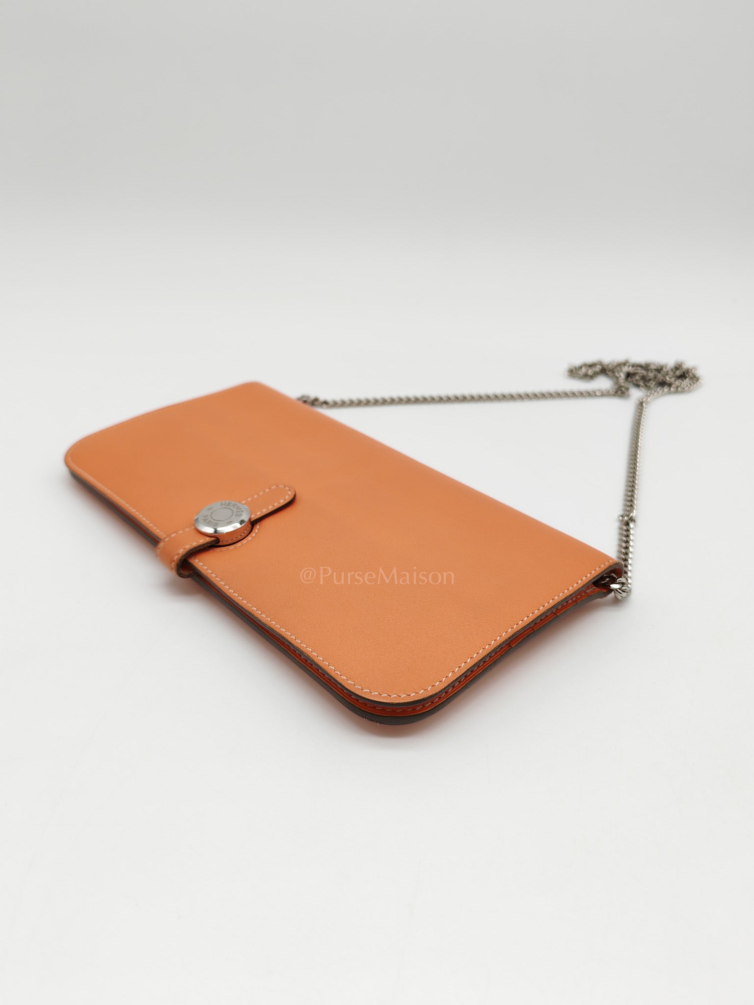 Dogon Duo Wallet in Classic Orange Evercalf Leather & Palladium Hardware Stamp Sqaure Q (2013)