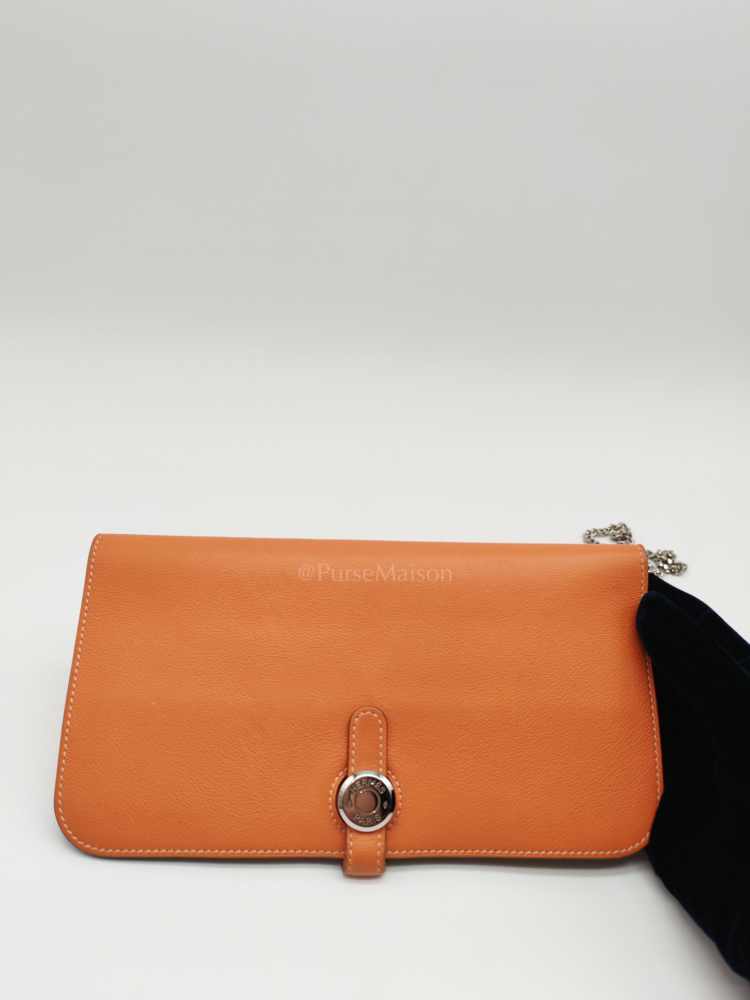 Dogon Duo Wallet in Classic Orange Evercalf Leather & Palladium Hardware Stamp Sqaure Q (2013)