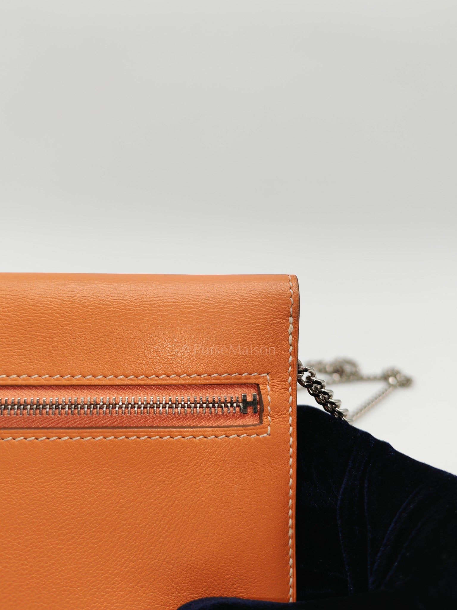 Dogon Duo Wallet in Classic Orange Evercalf Leather & Palladium Hardware Stamp Sqaure Q (2013)