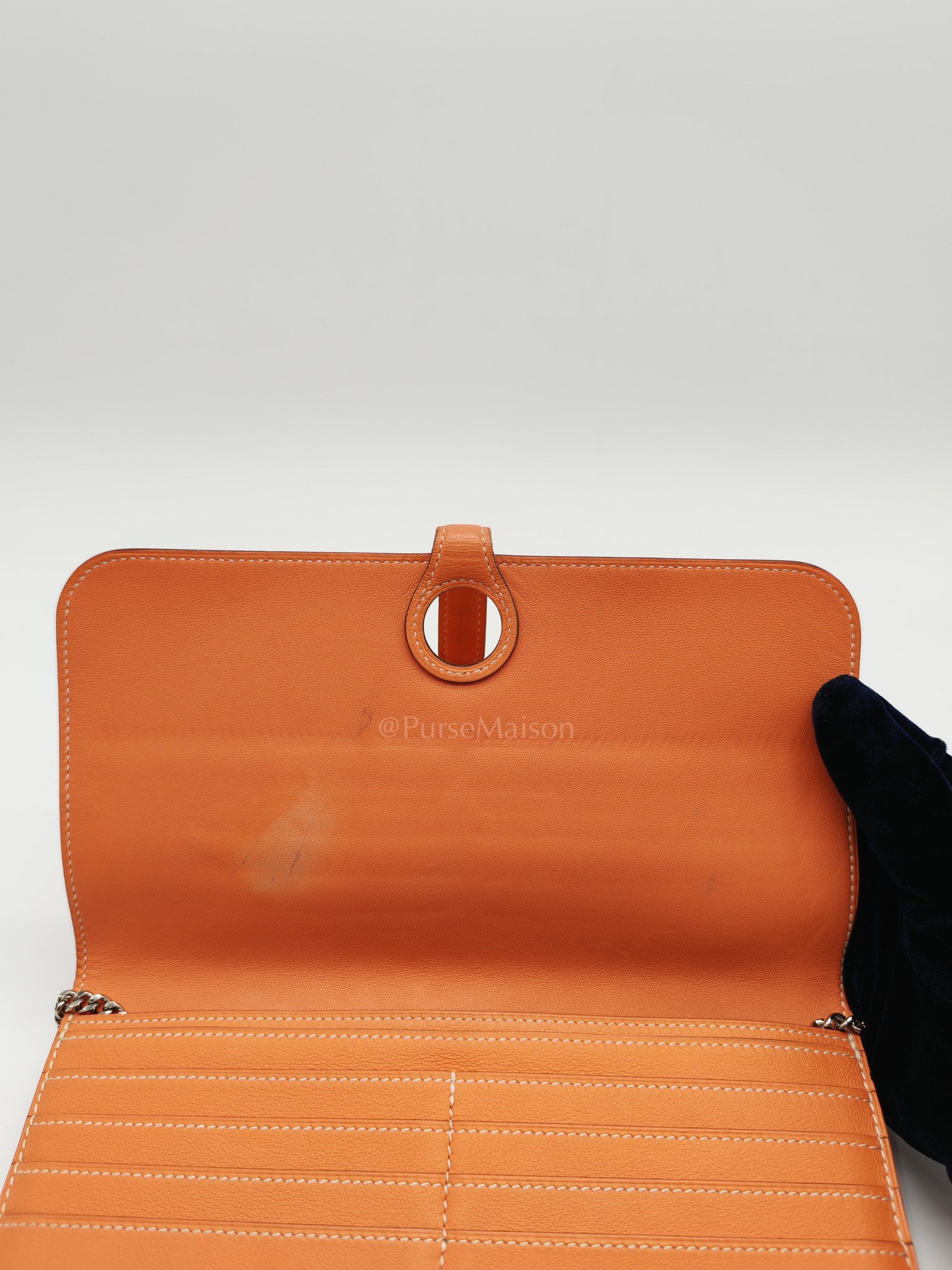 Dogon Duo Wallet in Classic Orange Evercalf Leather & Palladium Hardware Stamp Sqaure Q (2013)