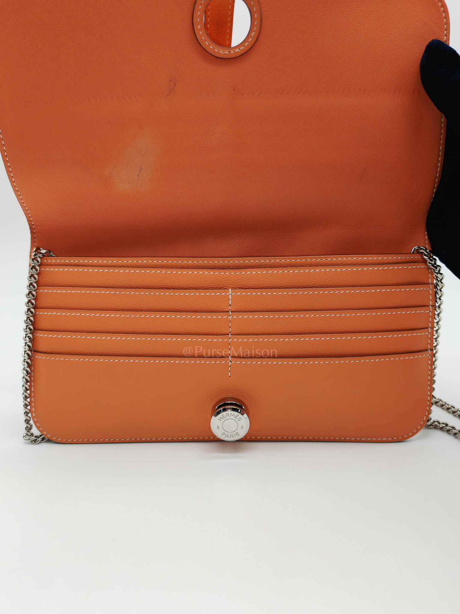Dogon Duo Wallet in Classic Orange Evercalf Leather & Palladium Hardware Stamp Sqaure Q (2013)