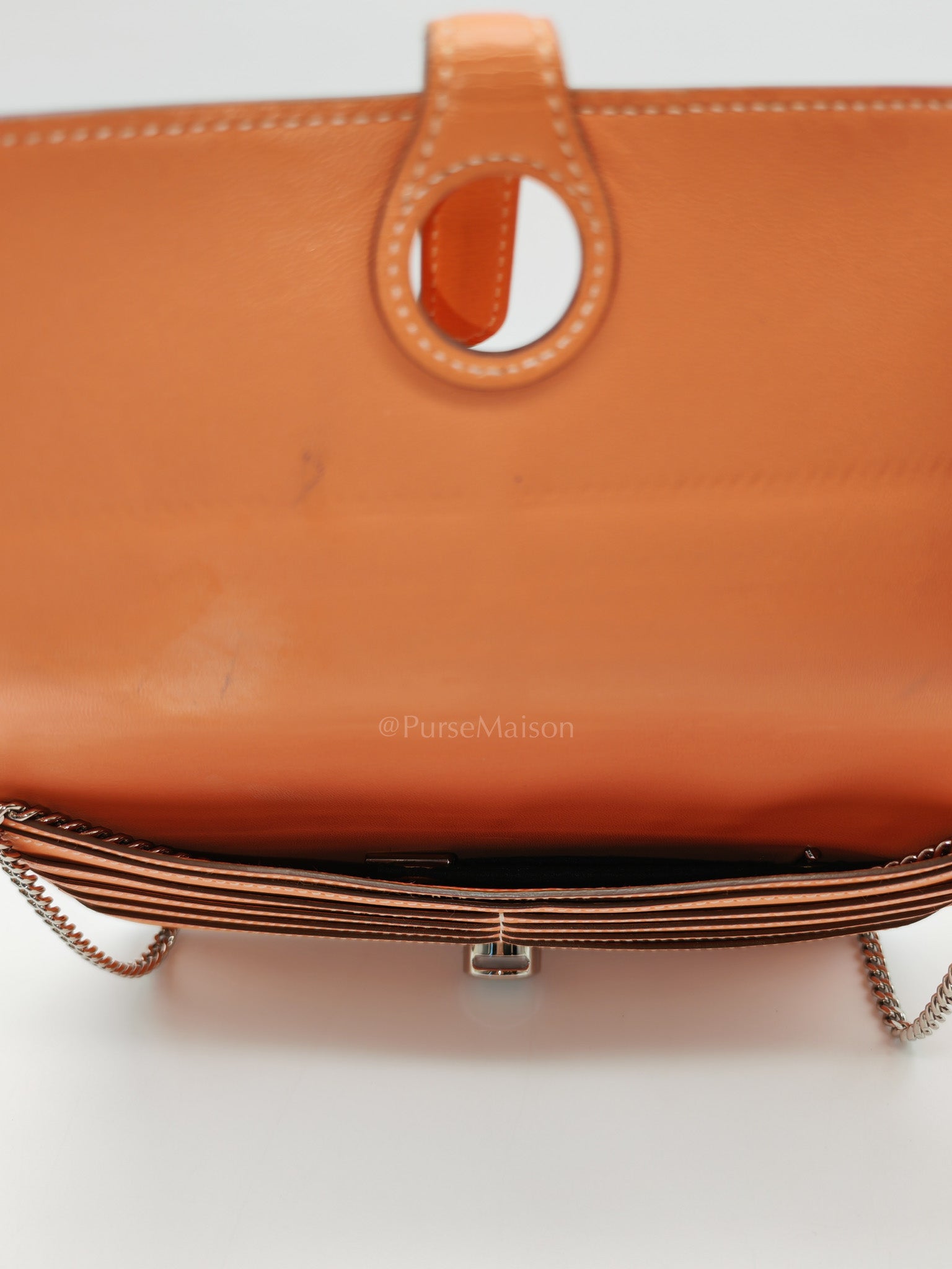 Dogon Duo Wallet in Classic Orange Evercalf Leather & Palladium Hardware Stamp Sqaure Q (2013)