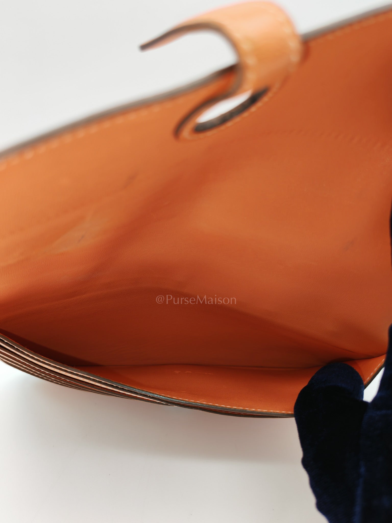 Dogon Duo Wallet in Classic Orange Evercalf Leather & Palladium Hardware Stamp Sqaure Q (2013)