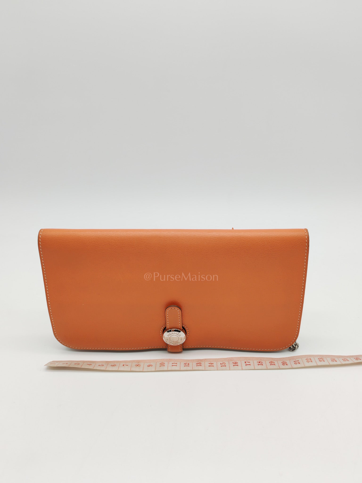 Dogon Duo Wallet in Classic Orange Evercalf Leather & Palladium Hardware Stamp Sqaure Q (2013)
