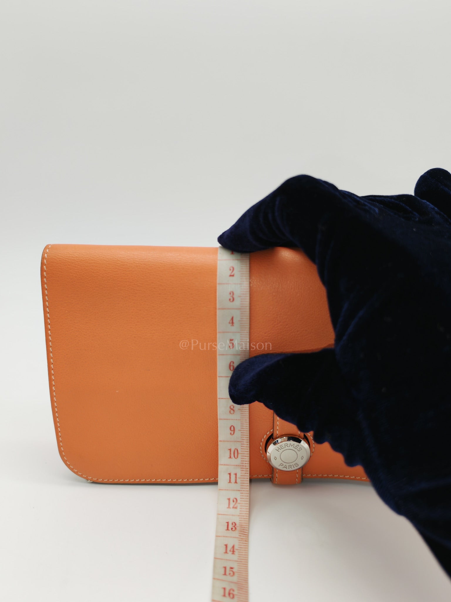 Dogon Duo Wallet in Classic Orange Evercalf Leather & Palladium Hardware Stamp Sqaure Q (2013)