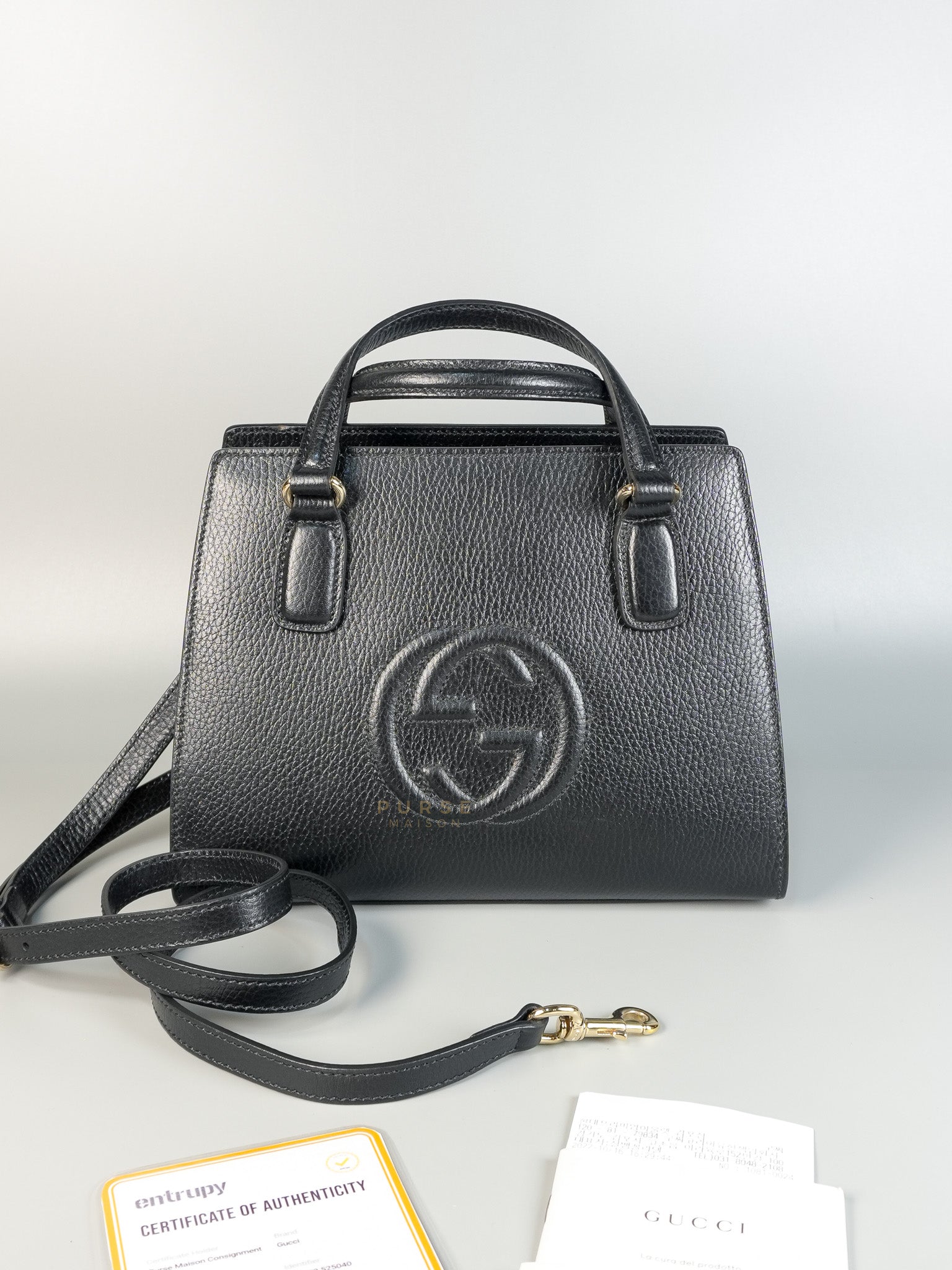 Dollar Black Calfskin Small Soho Top Handle Bag | Purse Maison Luxury Bags Shop