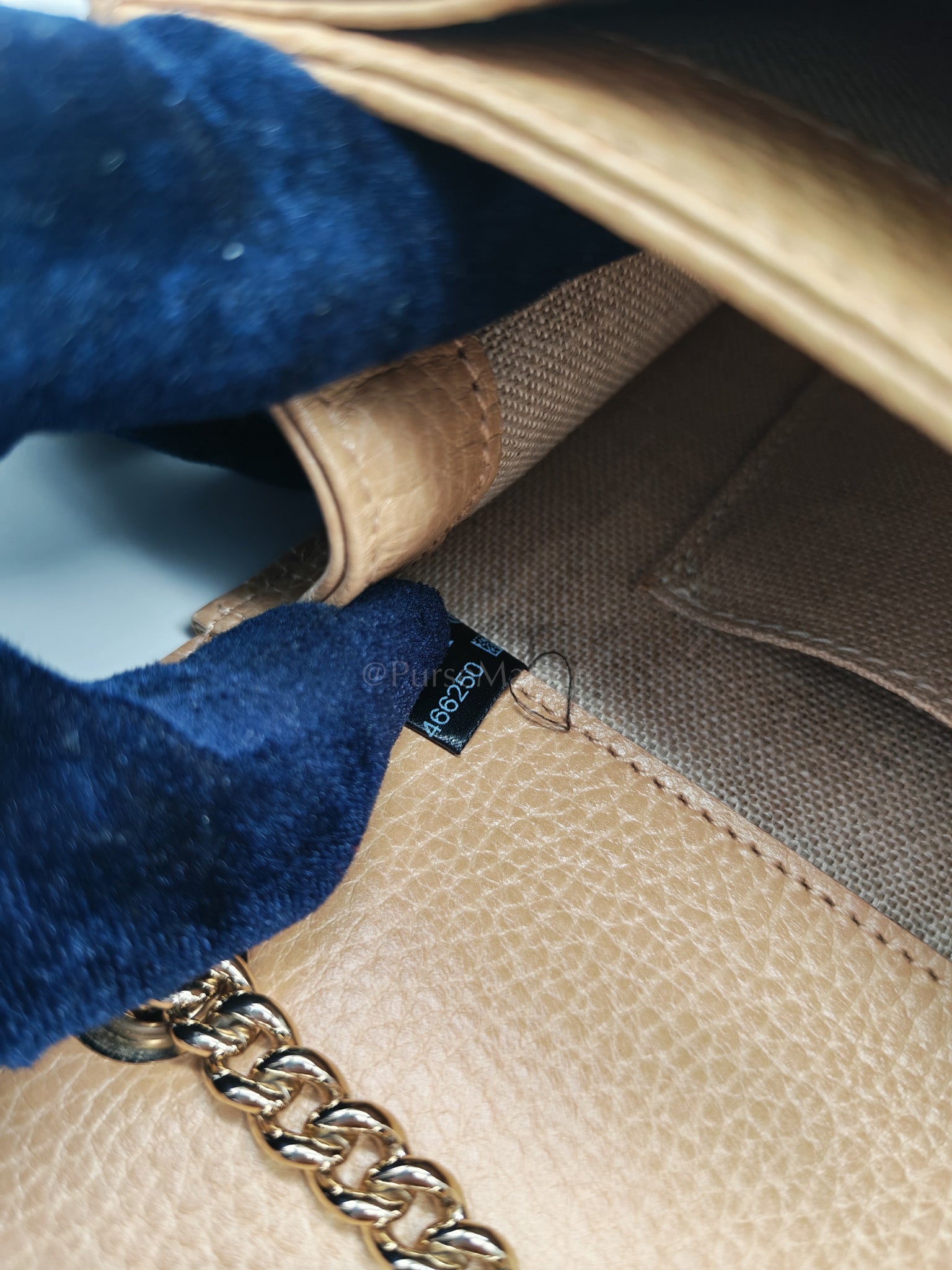 Dollar Calfskin Small Interlocking GG Shoulder Bag Gold Hardware Beige | Purse Maison Luxury Bags Shop