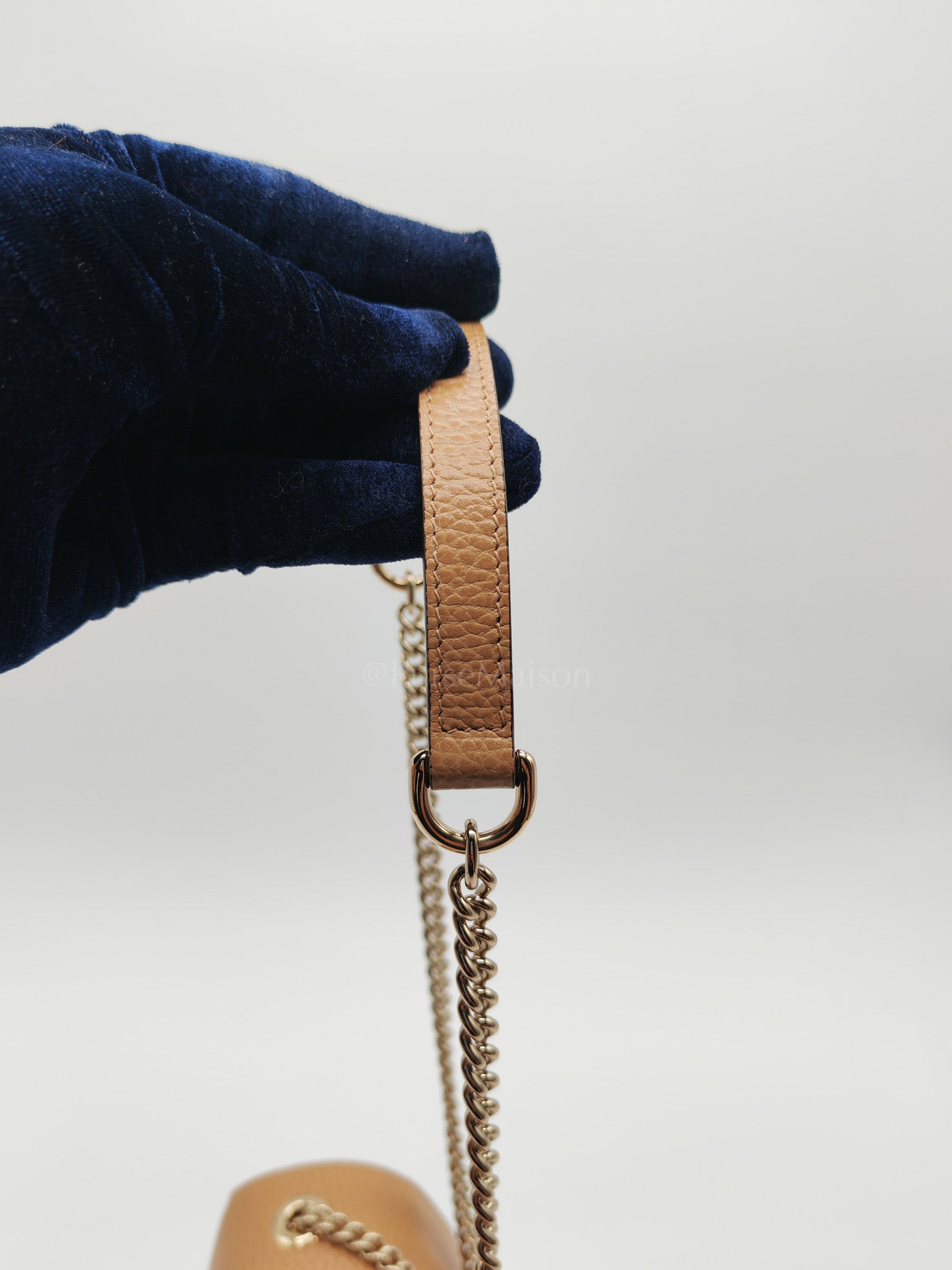 Dollar Calfskin Small Interlocking GG Shoulder Bag Gold Hardware Beige | Purse Maison Luxury Bags Shop