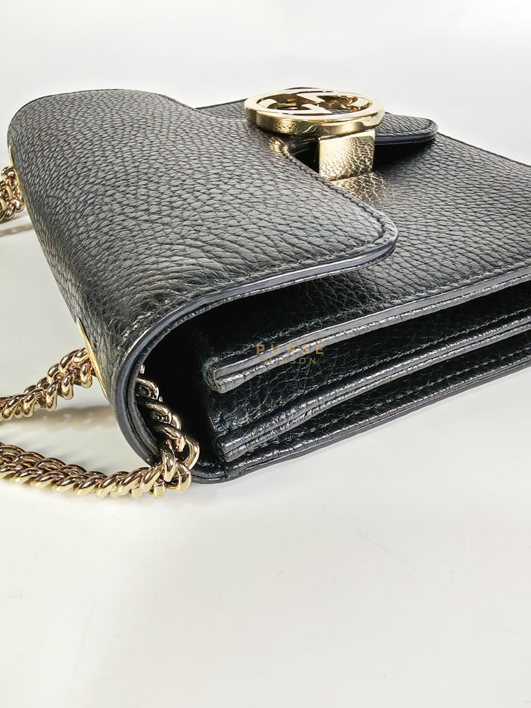 Dollar Calfskin Small Interlocking GG Shoulder Bag Gold Hardware | Purse Maison Luxury Bags Shop