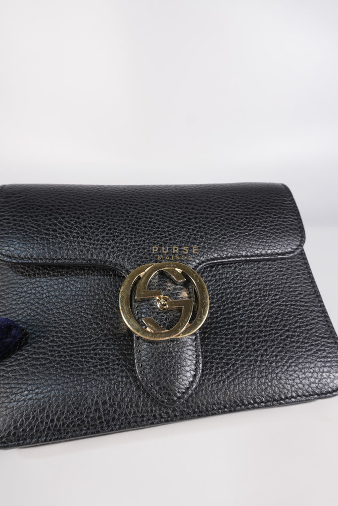 Dollar Calfskin Small Interlocking GG Shoulder Bag Gold Hardware | Purse Maison Luxury Bags Shop