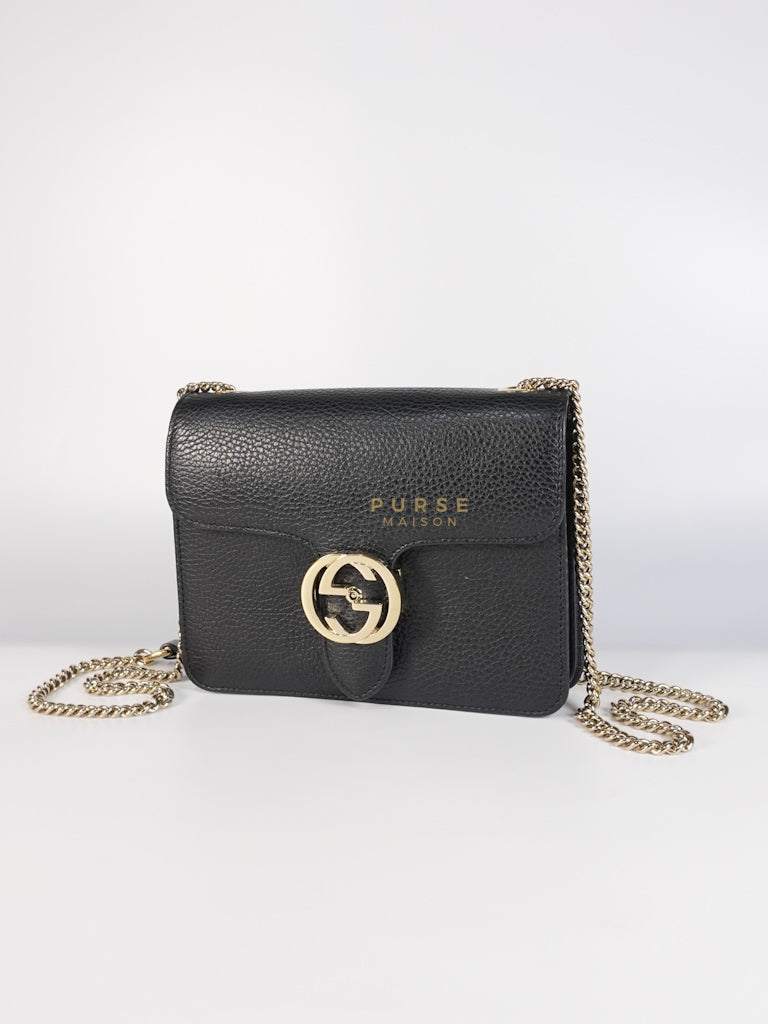 Dollar Calfskin Small Interlocking GG Shoulder Bag Gold Hardware | Purse Maison Luxury Bags Shop