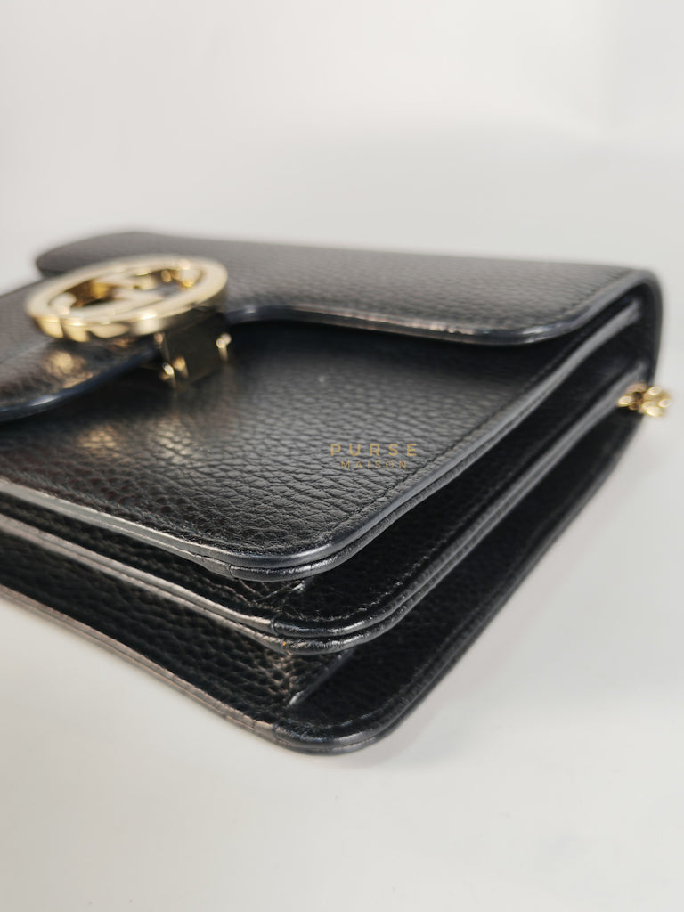 Dollar Calfskin Small Interlocking GG Shoulder Bag Gold Hardware | Purse Maison Luxury Bags Shop