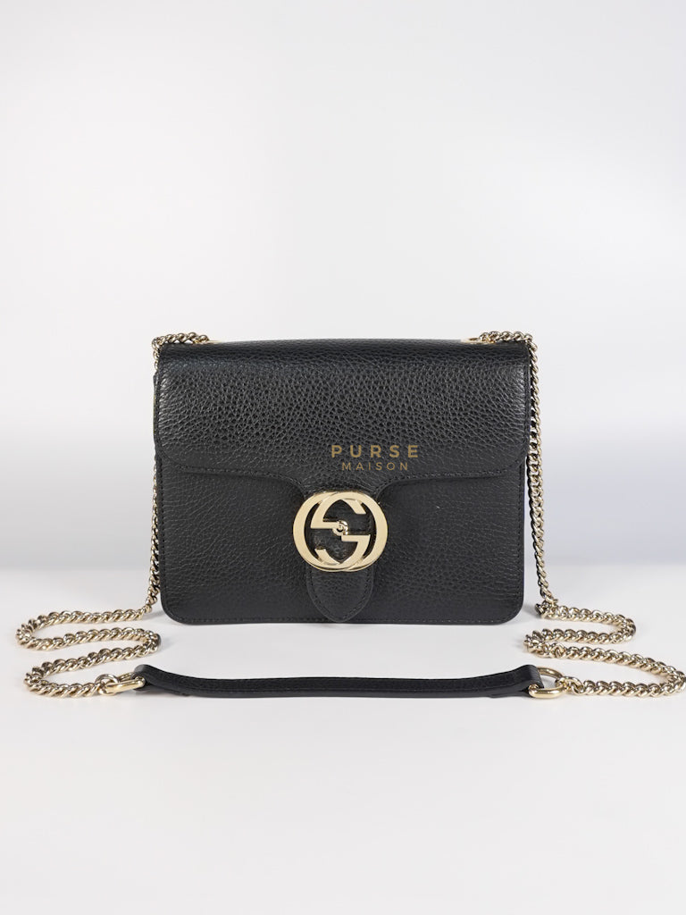 Dollar Calfskin Small Interlocking GG Shoulder Bag Gold Hardware | Purse Maison Luxury Bags Shop