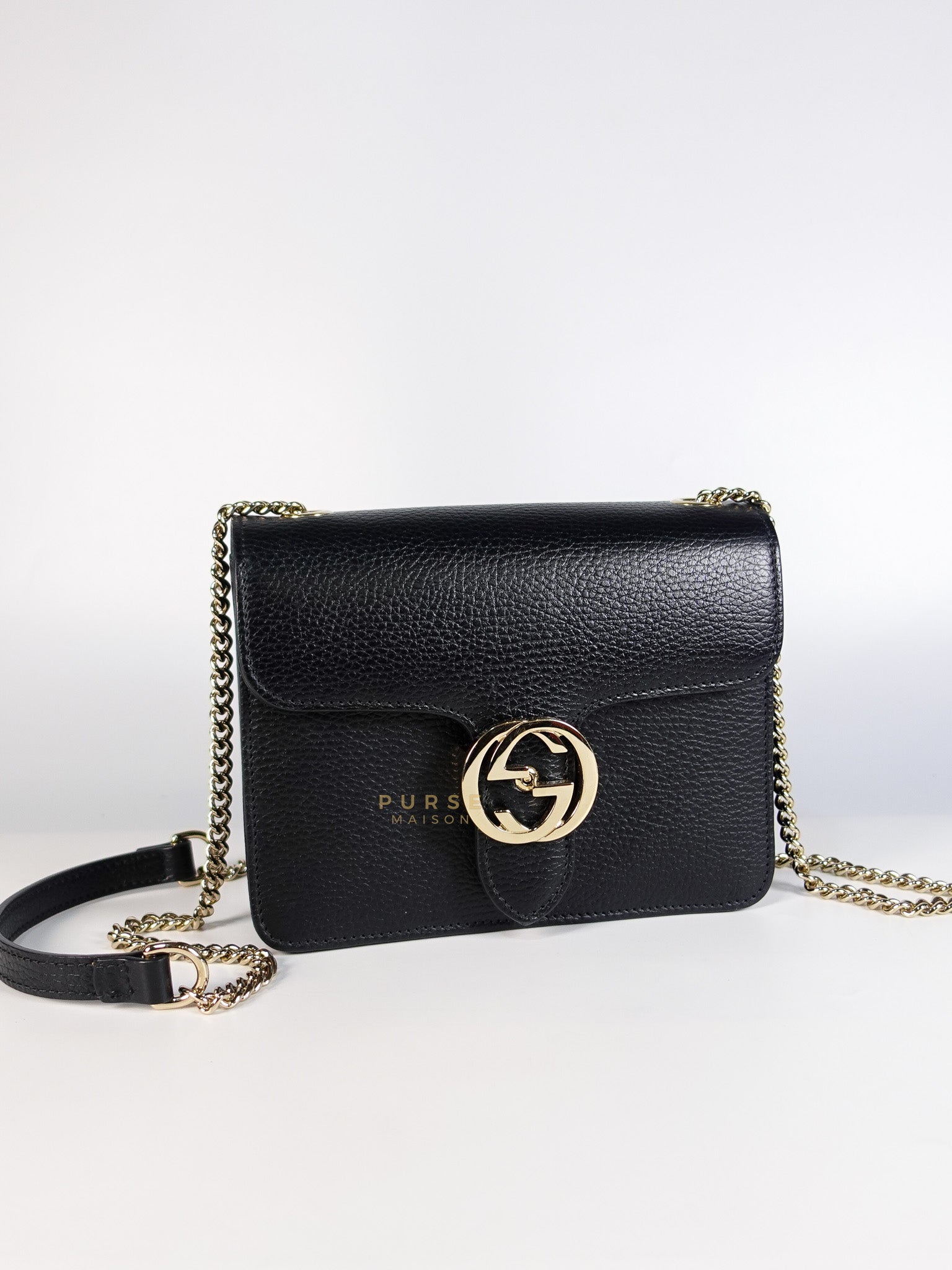 Dollar Interlocking G Black Small Calfskin Leather | Purse Maison Luxury Bags Shop